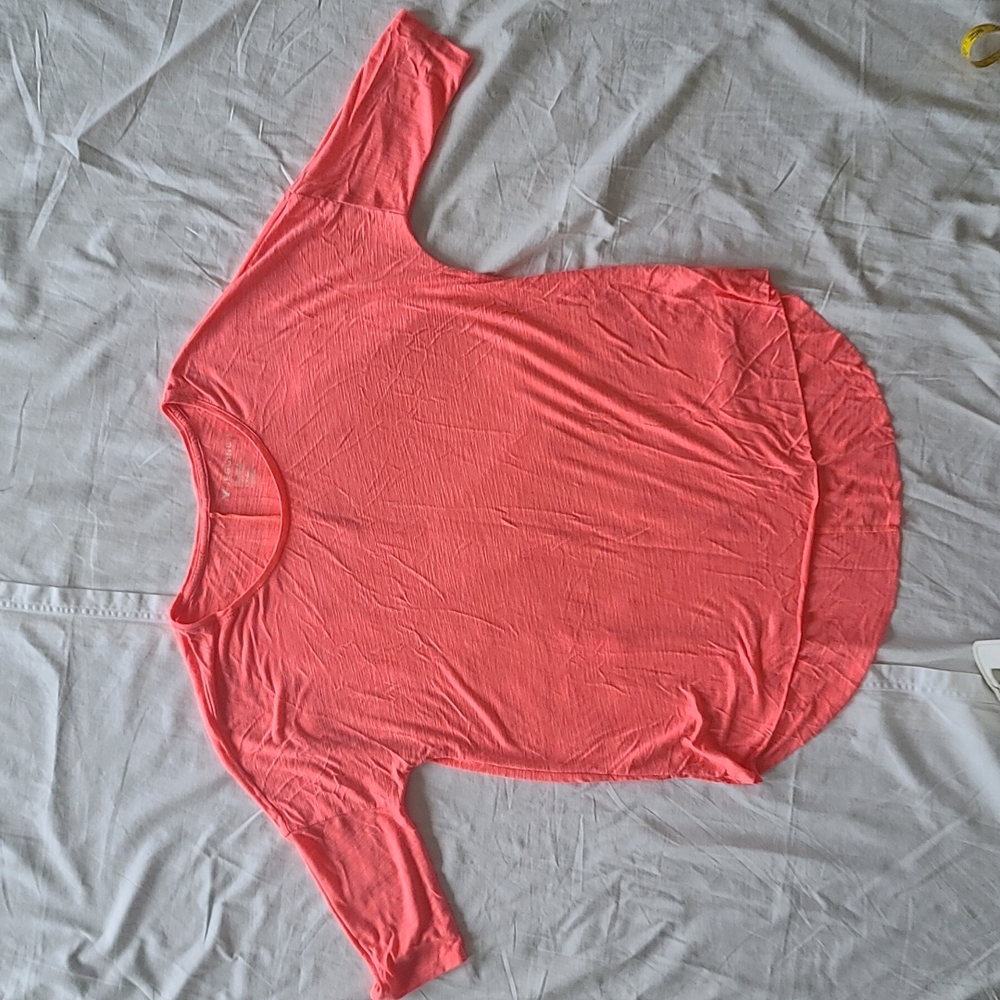 American Eagle jegging neon orange / pink tshirt small raw hem